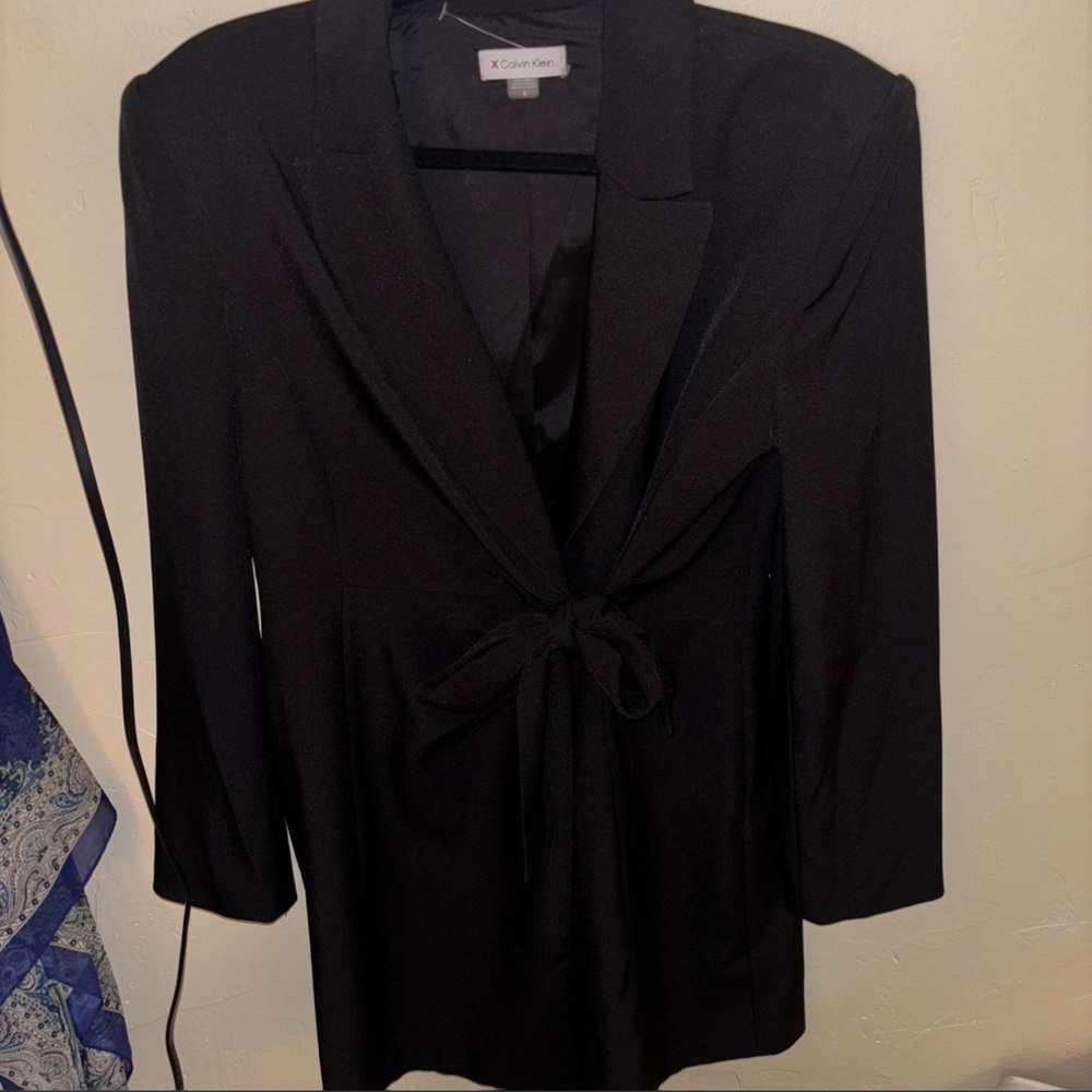 Calvin Klein Women's Black Blazer with Tie Front